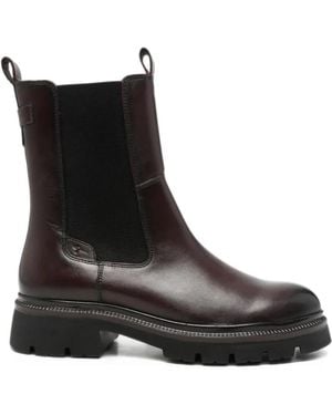 Tamaris Botas De Piel Con Suela Dentada - Negro