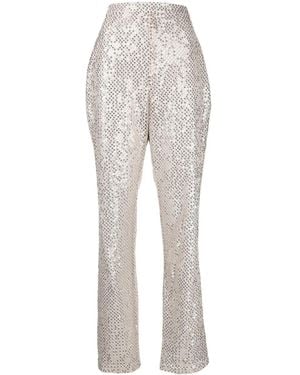 Saiid Kobeisy Pantalones Rectos Con Aplique De Lentejuelas - Gris