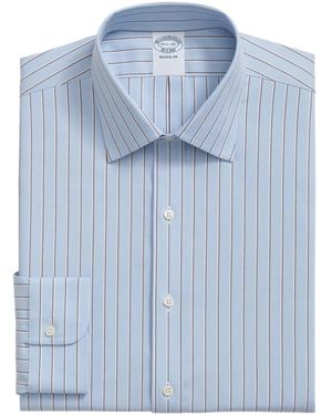 Brooks Brothers Striped-Pattern Ainsley-Collar Shirt - Blue