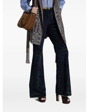 Etro Paisley-Print Flared Trousers - Blue