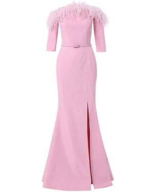 Rami Al Ali Feather-Embellished Mermaid Gown Maxi Dress - Pink
