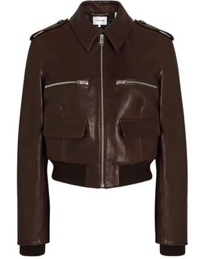 FRAME Zip-Pocket Leather Jacket - Brown