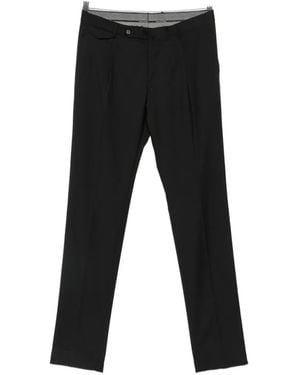 Tagliatore Super 110's Pleated Wool Tailored Pants - Black