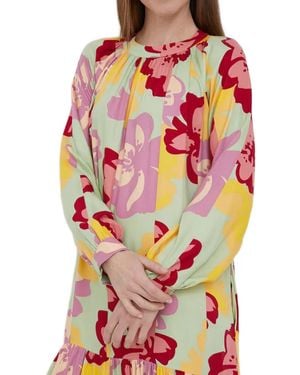Benetton Floral-Print Ruffled Midi Dress - Pink