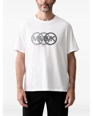 Michael Kors Logo-Print Crew-Neck T-Shirt - White