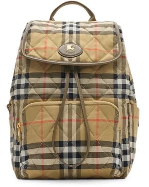 Burberry Karierter Horseshoe Rucksack - Natur
