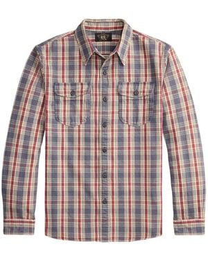 RRL Checked Cotton Shirt - White