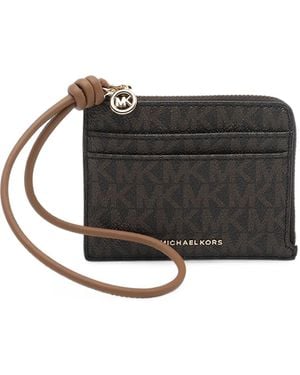 MICHAEL Michael Kors Jet Set Small Signature Logo Card Case Wristlet - Black