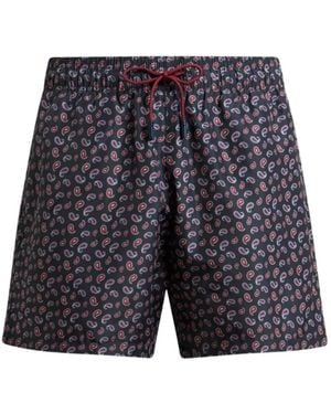 Etro Paisley-Print Swim Shorts - Blue
