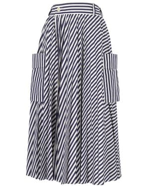 Sacai Stripe-Pattern Skirt - Blue