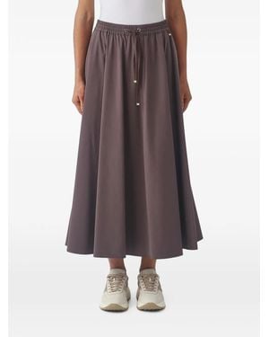 Herno Drawstring-Waist A-Line Midi Skirt - Brown
