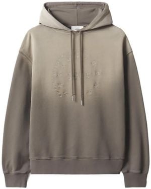 Maison Kitsuné Circle Stamp Faded Logo-Embroidered Hoodie - Grey