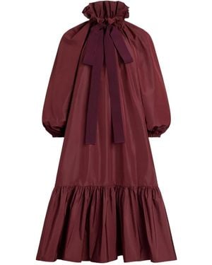 Patou Bow-Detail Ruffle-Hem Dress - Red