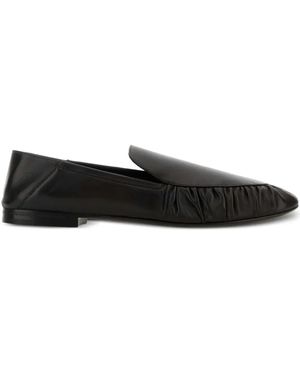 Saint Laurent Alain Ruffled Leather Loafers - Black