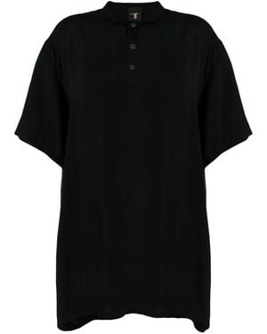 Tessitura Mandarin-Collar Boxy-Fit Polo Shirt - Black