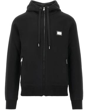Dolce & Gabbana Hooded Zip-Up Sweatshirt - Black