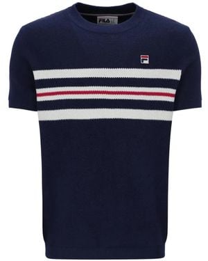 Fila Gerardo Stripe-Detail T-Shirt - Blue