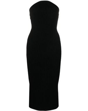KHAITE Rumer Strapless Ribbed-Knit Midi Dress - Black