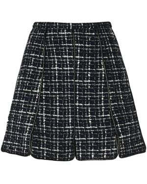 Genny Falda Corta Con Paneles De Tweed - Negro