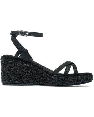 Bernardo Cairo Criss-Cross Wedge Espadrilles - Black