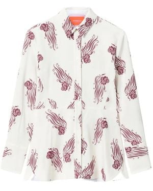 La DoubleJ Graphic-Print Button-Down Blouse - White
