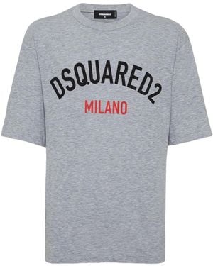 DSquared² Mélange T-Shirt With Logo Print - Grey