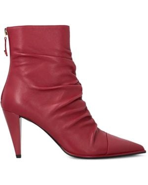 Pinko Nappa-Leather Ankle Boots With High Heel And Pointed Toe - Red