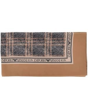 Emporio Armani Plaid-Pattern Scarf - Natural