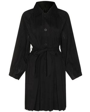 Pleats Please Issey Miyake Pleated Belted Coat - Black