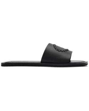 Burberry Leather Knight Stamp Slides - White