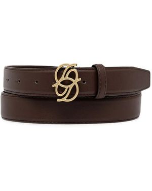 Drole de Monsieur D-Miroir Logo-Plaque Leather Belt - Brown
