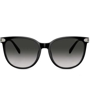 COACH Logo-Detail Round-Frame Sunglasses - Black