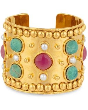Sylvia Toledano Jaspe And Chrysoprase Hammered-Effect Bracelet - Yellow