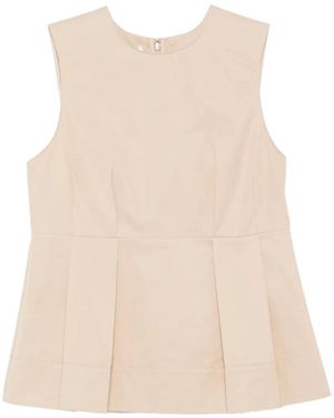 Vince Sleeveless Pleated Blouse - Natural