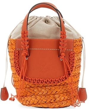 CUBA LAB Habanera Braided Handle Bucket Bag - Orange