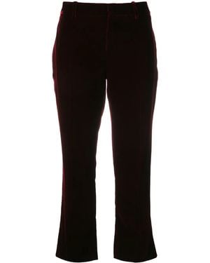 Saint Laurent Burgundy Mid Rise Flared Velvet Pants - Black