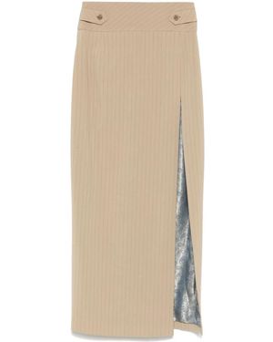 MITILIANE COUTURE Pinstriped Maxi Skirt - Natural