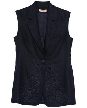 Twinset Floral Sleeveless Jacket - Blue