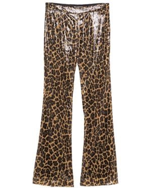 Pamella Roland Pantalon Skinny Évasé À Imprimé Léopard Et Sequins - Natural