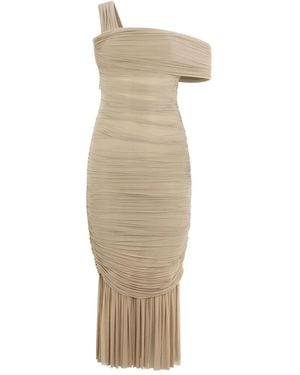 Roberto Cavalli Ruffled One-Shoulder Midi Dress - Natural