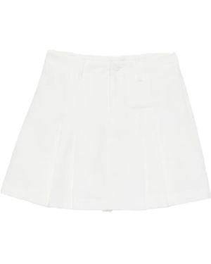 ACTUALEE Pleated High-Waisted Skirt - White