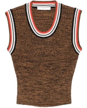 Tela Stripe-Detail Knit Vest - Brown