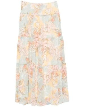 Ralph Lauren Floral-Print Tiered Midi Skirt - White