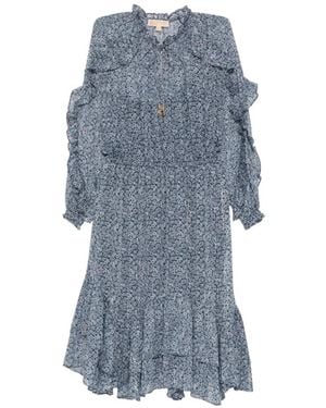 Michael Kors Floral Ruffle Midi Dress - Blue