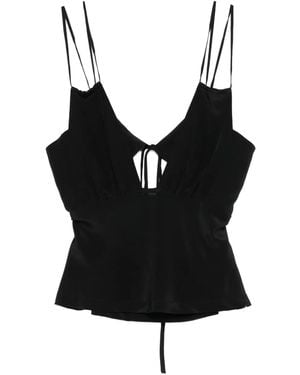 Paris Georgia Basics Bernie Tie-Front Silk Camisole - Black
