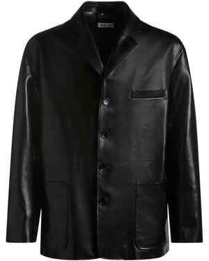 Bally Single-Breasted Leather Blazer - Black