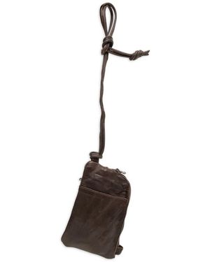 SOMMET Neck Pouch Leather Shoulder Bag - Grey