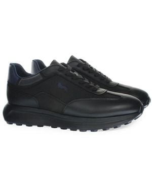 Harmont & Blaine Paneled Leather-Trim Sneakers - Black