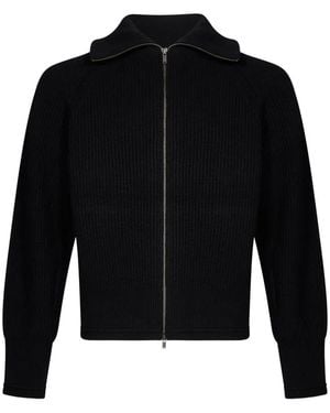 Entire studios Ribbed-Knit Raglan-Sleeve Cardigan - Black