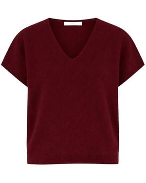 BY FAR Jersey Con Cuello En V Y Manga Corta - Rojo
